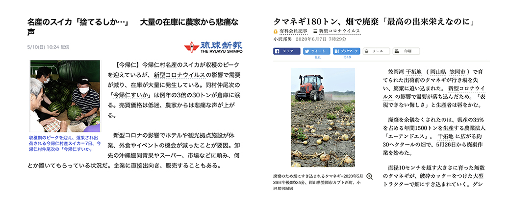 今帰仁のスイカ笠岡のたまねぎ